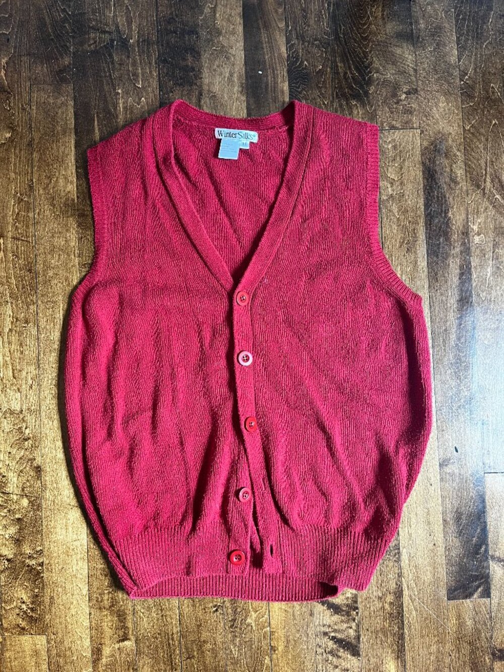 Vintage Buttoned Sweater Vest, 100% Silk